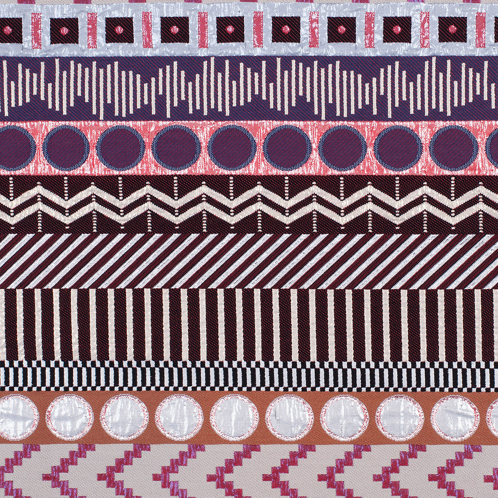 French Metallic Red/Beige Striped Geometric Jacquard French Metallic Red/Beige Striped Geometric Jacquard