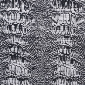 White/Black Abstract Stripes Slubbed Cotton-Poly Woven White/Black Abstract Stripes Slubbed Cotton-Poly Woven