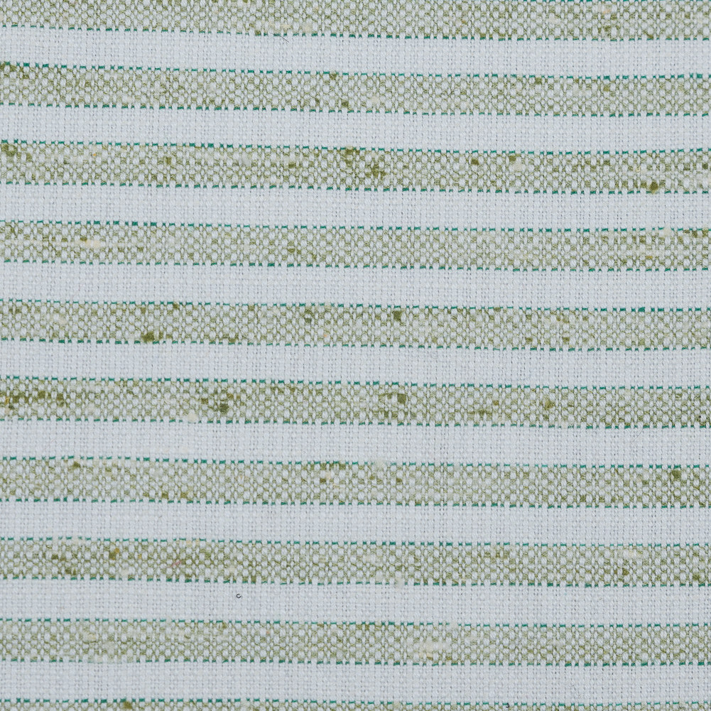 Green and White Bengal Striped Cotton Tweed Green and White Bengal Striped Cotton Tweed