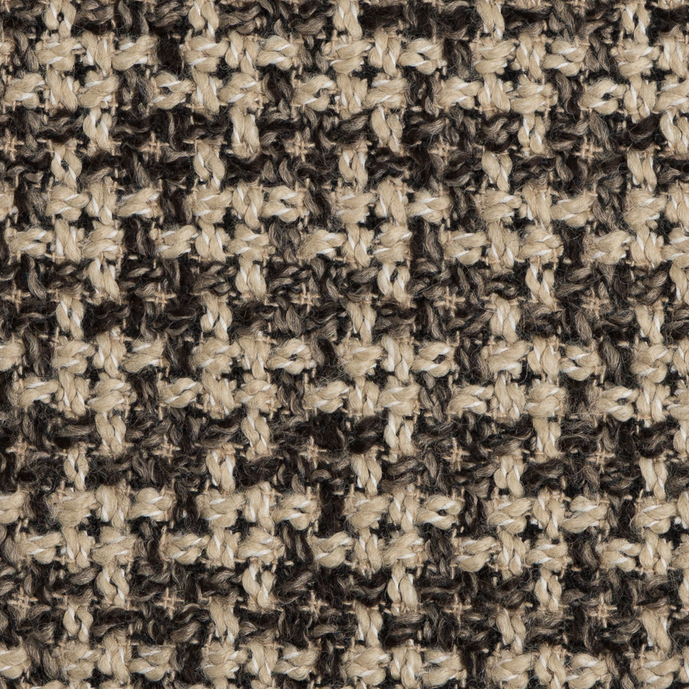 Natural/Black Checked Blended Wool Woven