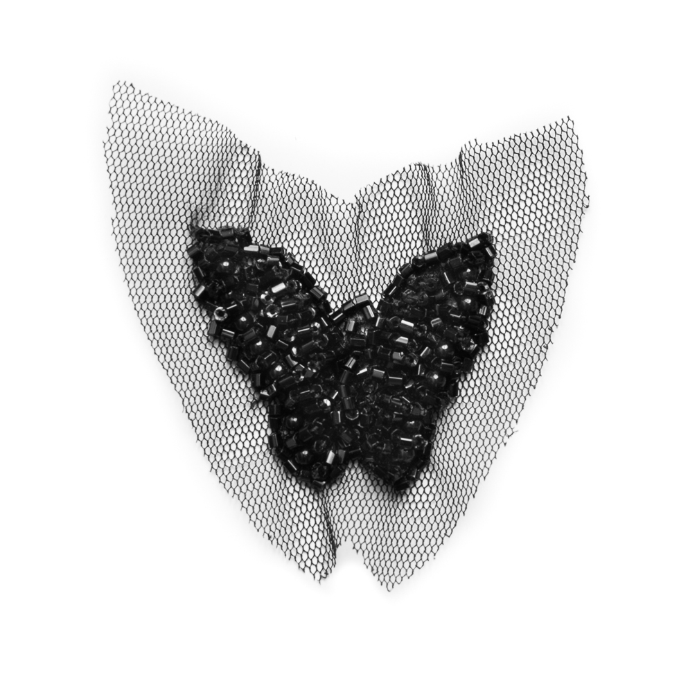 Small Black Beaded Butterfly Applique – 1.375″ x 1.75″ Small Black Beaded Butterfly Applique – 1.375″ x 1.75″