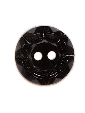 Glass 2-Hole Button – 22L/14mm – Black Pie Crust Rim Glass 2-Hole Button – 22L/14mm – Black Pie Crust Rim