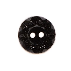 Glass 2-Hole Button – 22L/14mm – Black Pie Crust Rim Glass 2-Hole Button – 22L/14mm – Black Pie Crust Rim
