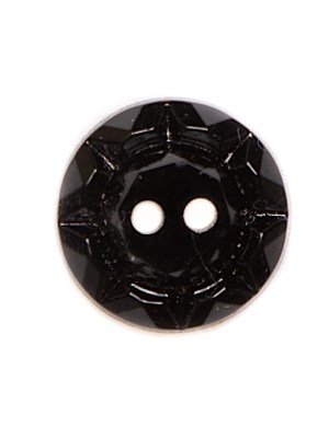Glass 2-Hole Button – 22L/14mm – Black Pie Crust Rim Glass 2-Hole Button – 22L/14mm – Black Pie Crust Rim