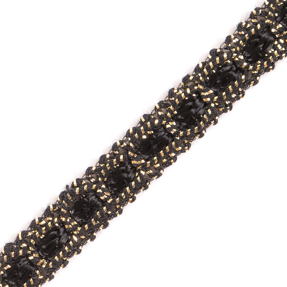 0.375" Black/Gold Braided Trim