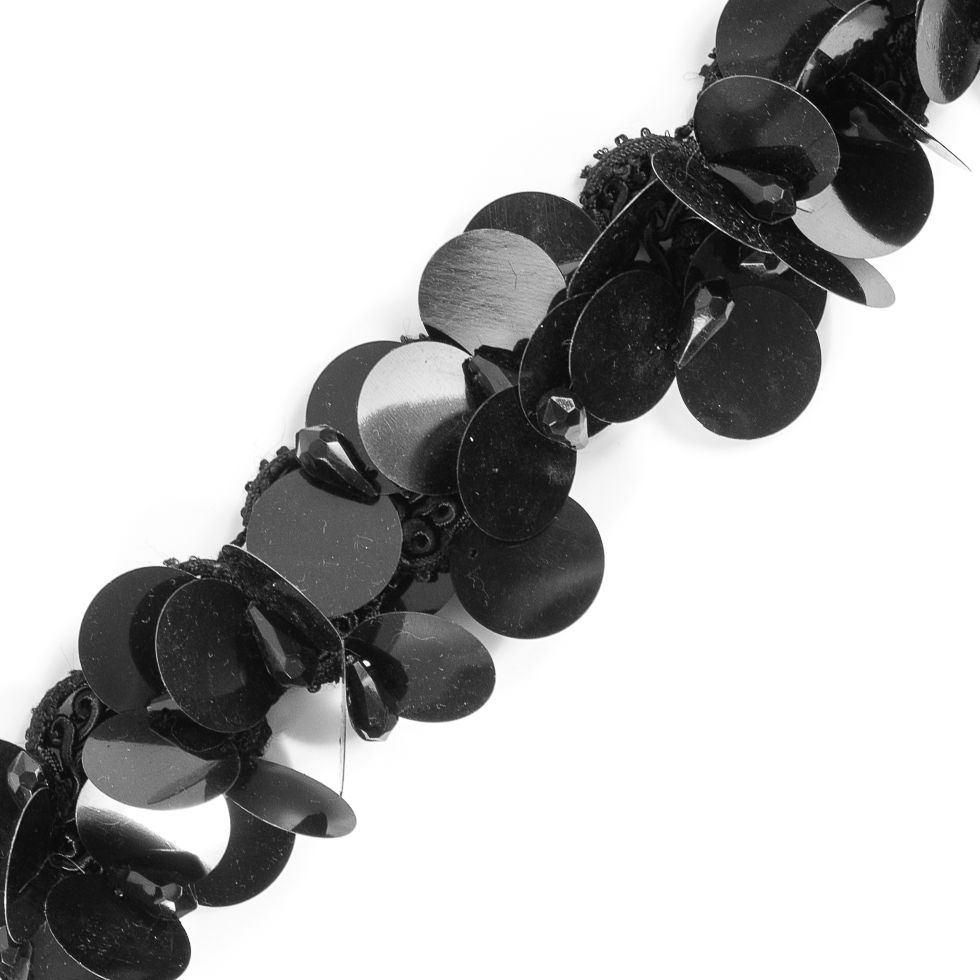 Black Braided Trim With Paillettes – 1″ Black Braided Trim With Paillettes – 1″