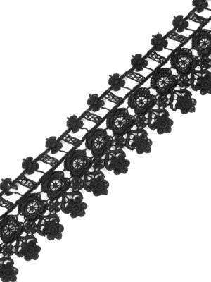 Black Floral Venise Lace Trim – 3″ Black Floral Venise Lace Trim – 3″