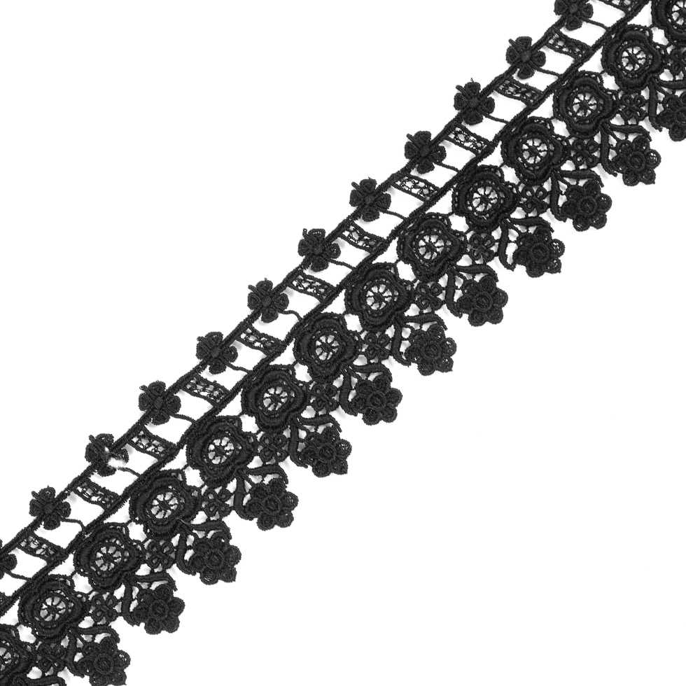 Black Floral Venise Lace Trim – 3″ Black Floral Venise Lace Trim – 3″