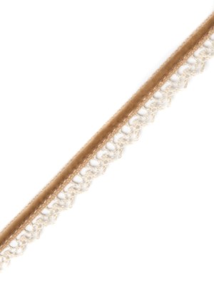 Italian Beige Velvet and Lace Trimming – 0.5″ Italian Beige Velvet and Lace Trimming – 0.5″