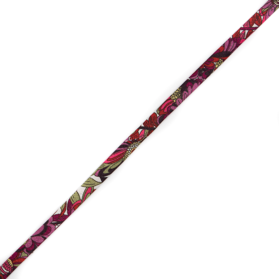 Italian Red and Purple Floral Cotton Tubing – 0.25″ Italian Red and Purple Floral Cotton Tubing – 0.25″