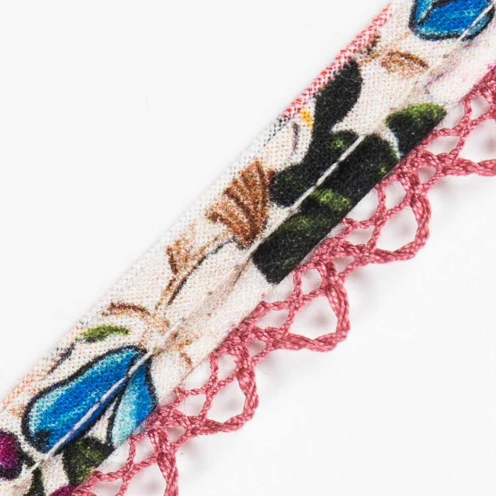 Floral Piping with Pink Lace Finish – 0.375″ Floral Piping with Pink Lace Finish – 0.375″