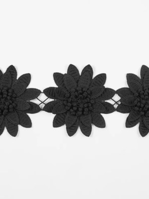 Black 3D Floral Lace Trim – 3.75″ Black 3D Floral Lace Trim – 3.75″