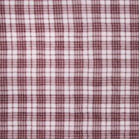 Famous NYC Designer Burgundy 100% Cotton Sheer Plaid Crepe Famous NYC Designer Burgundy 100% Cotton Sheer Plaid Crepe