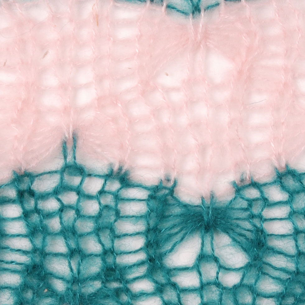 Baby Pink and Teal Blended Wool Crochet Knit