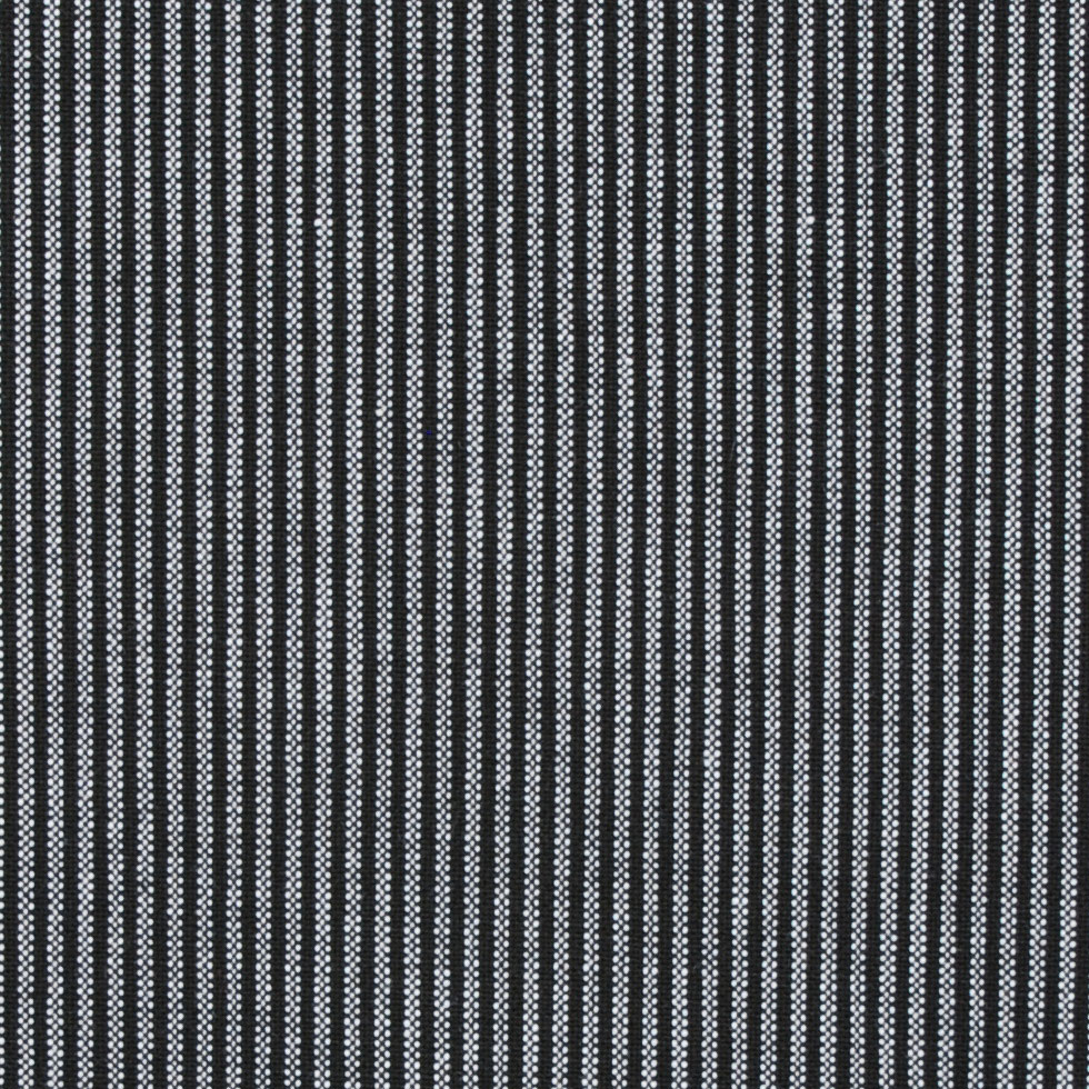 Italian Black Striped Stretch Wool Blend Suiting