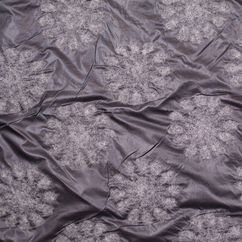 Italian Black/Gray Floral Novelty Wool Blend Italian Black/Gray Floral Novelty Wool Blend