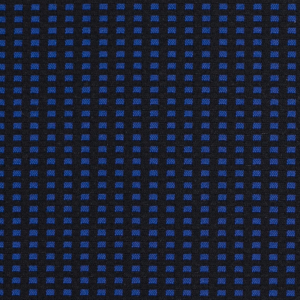 Geometric Black and Blue Blended Cotton Woven