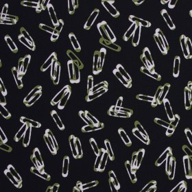 Black Polyester Jersey Paper Clip Print Black Polyester Jersey Paper Clip Print