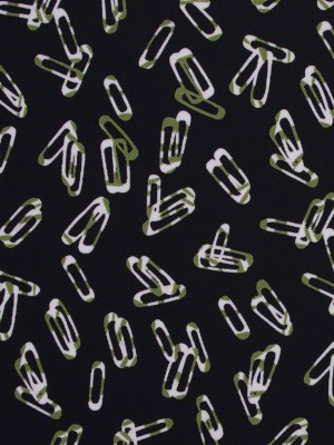 Black Polyester Jersey Paper Clip Print Black Polyester Jersey Paper Clip Print