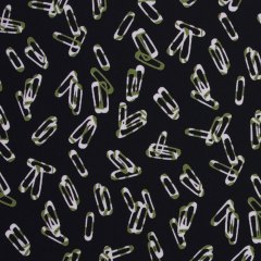 Black Polyester Jersey Paper Clip Print Black Polyester Jersey Paper Clip Print