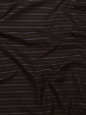 Chocolate Brown Polyester Twill with Metallic Gilded Pleasure and Moody Blue Stripes Chocolate Brown Polyester Twill with Metallic Gilded Pleasure and Moody Blue Stripes