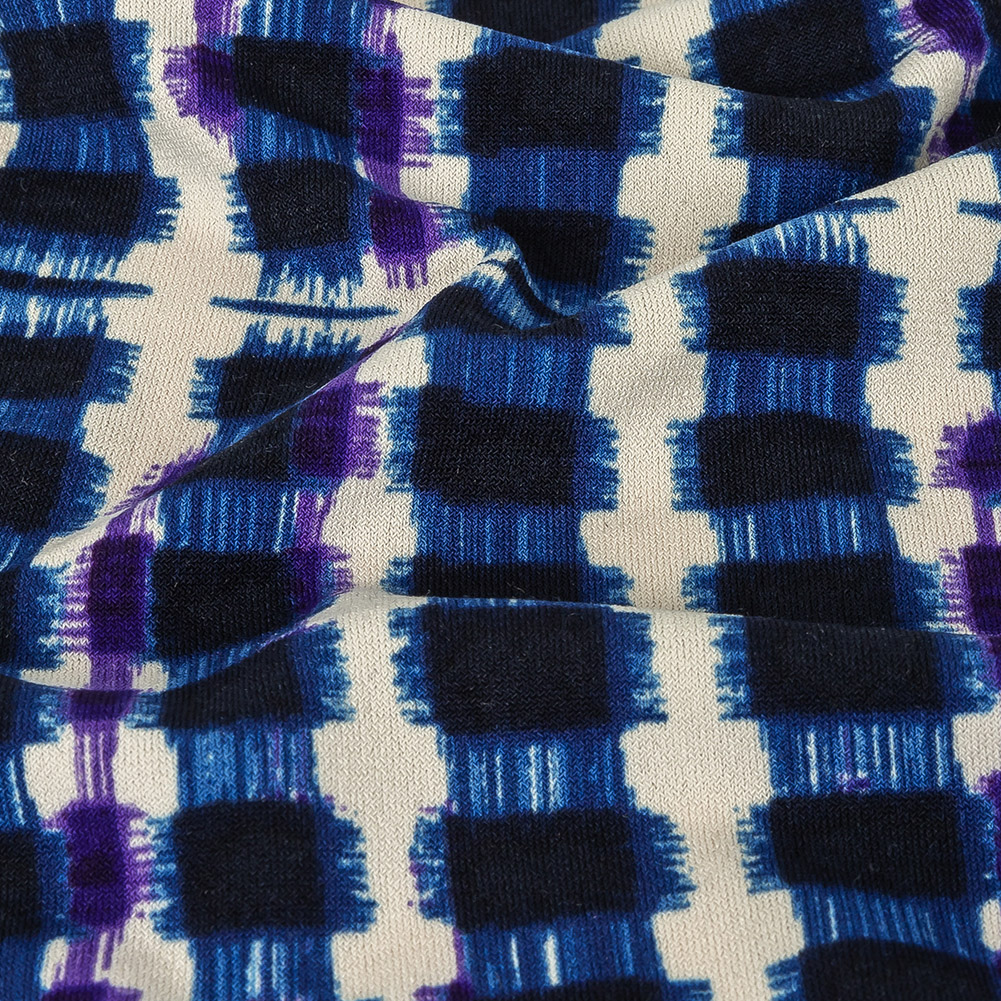 Navy, Purple, and Turtledove Geometric Polyester Jersey Navy, Purple, and Turtledove Geometric Polyester Jersey