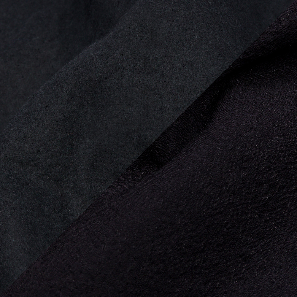 Navy Textured Polyester Woven Bonded to Gray Brushed Cotton Coating