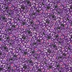 Famous Designer Bright Violet Retro Floral Silk Chiffon Print Famous Designer Bright Violet Retro Floral Silk Chiffon Print