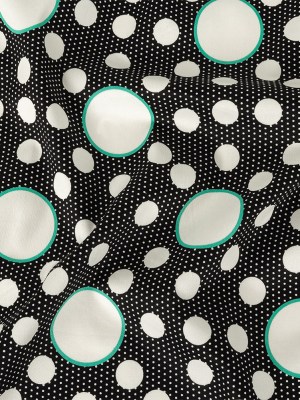 Black, White Alyssum and Bright Seafoam Polka Dots and Stripes Stretch Cotton Sateen Black, White Alyssum and Bright Seafoam Polka Dots and Stripes Stretch Cotton Sateen