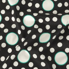 Black, White Alyssum and Bright Seafoam Polka Dots and Stripes Stretch Cotton Sateen Black, White Alyssum and Bright Seafoam Polka Dots and Stripes Stretch Cotton Sateen