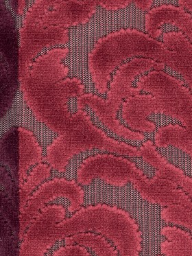 Deep Reds and Taupe Striped/Floral Cut Velvet Deep Reds and Taupe Striped/Floral Cut Velvet