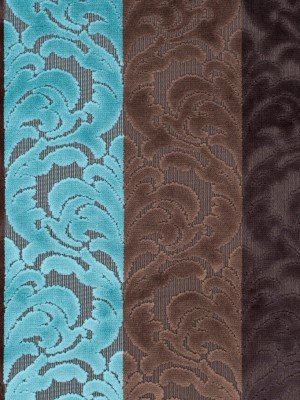Browns and Aqua Striped/Floral Cut Velvet Browns and Aqua Striped/Floral Cut Velvet