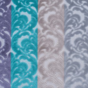Silver, Purple and Aqua Striped/Floral Cut Velvet Silver, Purple and Aqua Striped/Floral Cut Velvet