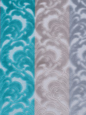 Silver, Purple and Aqua Striped/Floral Cut Velvet Silver, Purple and Aqua Striped/Floral Cut Velvet