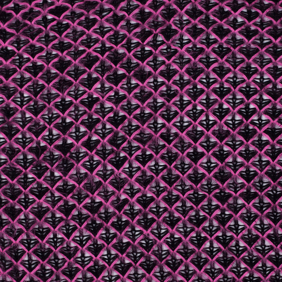 Lacey Diamonds Acrylic Knit - Black and Hot Pink