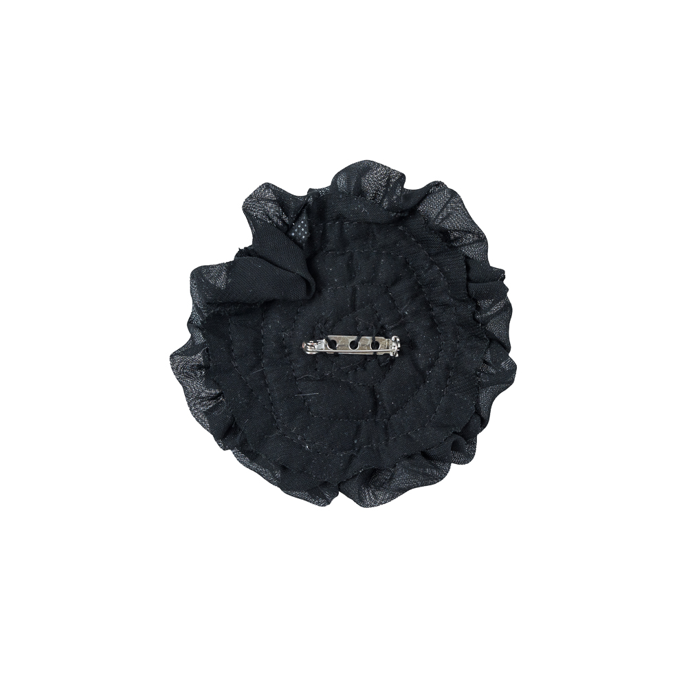 Black Ruffle Chiffon Brooch - 4"
