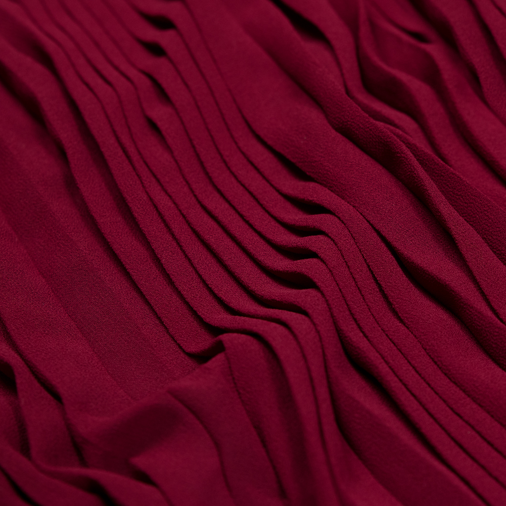 Accordion Pleated Chiffon – Rhododendron Red – Etereo Collection Accordion Pleated Chiffon – Rhododendron Red – Etereo Collection