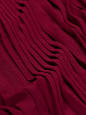 Accordion Pleated Chiffon – Rhododendron Red – Etereo Collection Accordion Pleated Chiffon – Rhododendron Red – Etereo Collection