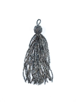 Large Gunmetal Beaded Tassel – 6″ Large Gunmetal Beaded Tassel – 6″