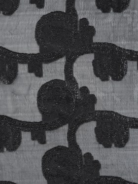 Famous NYC Designer Metallic Black Paisley Embroidered Chiffon Famous NYC Designer Metallic Black Paisley Embroidered Chiffon