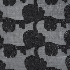 Famous NYC Designer Metallic Black Paisley Embroidered Chiffon Famous NYC Designer Metallic Black Paisley Embroidered Chiffon