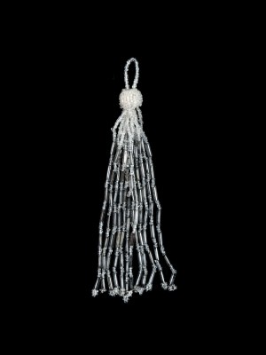 Medium Ivory and Silver Beaded Tassel – 5″ Medium Ivory and Silver Beaded Tassel – 5″