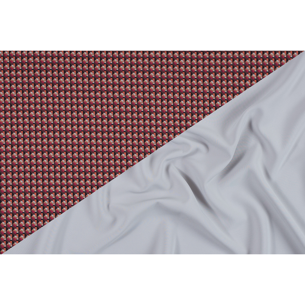 Scarlet and Mustang Geometric Double Faced Stretch Polyester Crepe Scarlet and Mustang Geometric Double Faced Stretch Polyester Crepe
