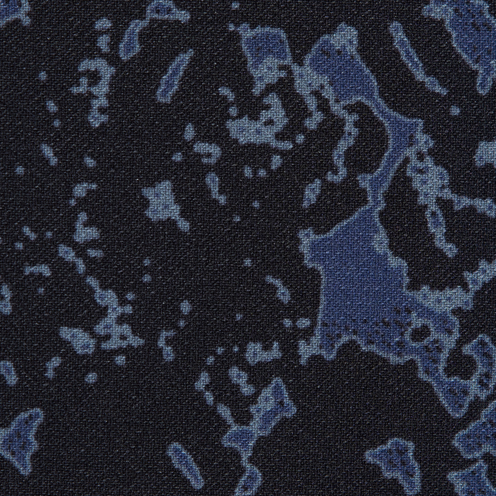 Black and Astral Aura Abstract Roses and Solid Beige Double Faced Stretch Polyester Crepe