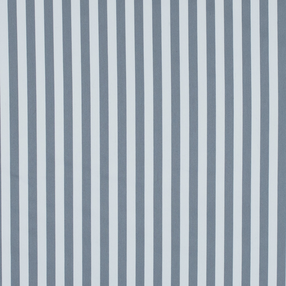 Wild Dove and White Bengal Striped Polyester Twill with Give Wild Dove and White Bengal Striped Polyester Twill with Give