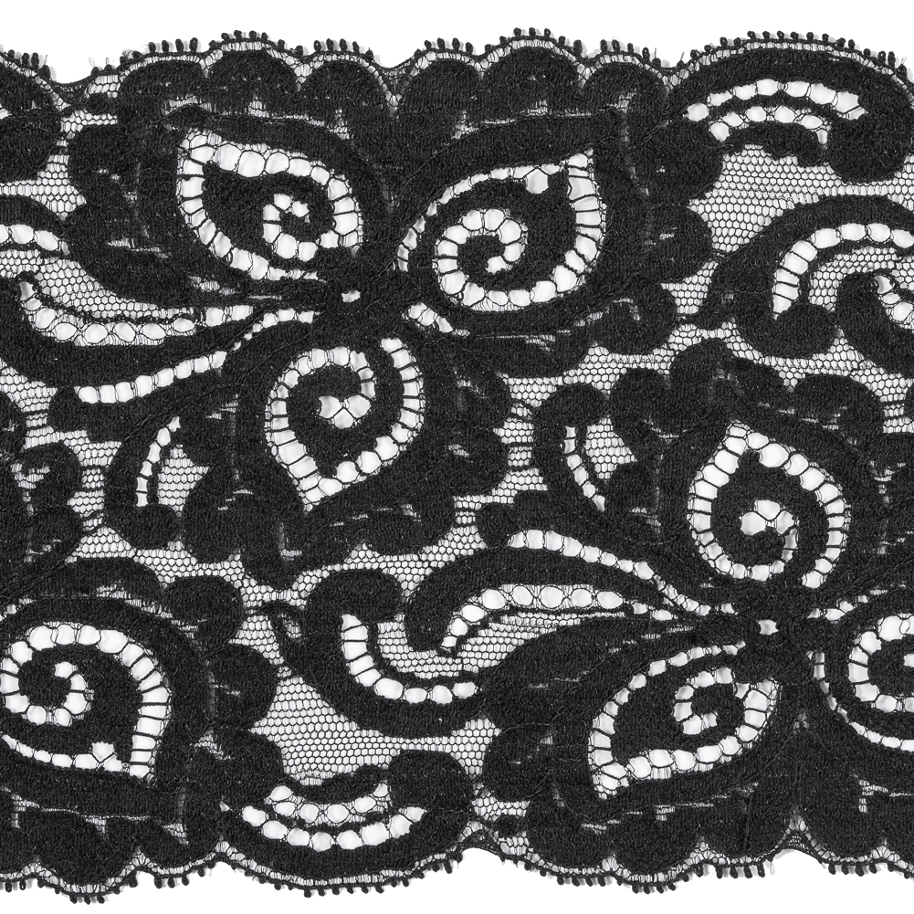 Black Floral Lace Trim - 5"