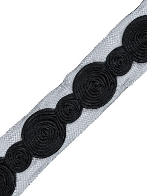 Black Embroidered Swirls Lace Trim – 2″ Black Embroidered Swirls Lace Trim – 2″