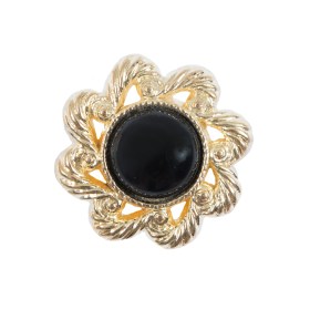 Gold and Black Floral Plastic Button – 40L/25.5mm Gold and Black Floral Plastic Button – 40L/25.5mm