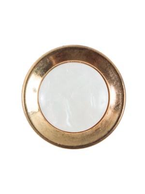 Ivory Pearlized & Gold Rim Plastic Button – 36L/23mm Ivory Pearlized & Gold Rim Plastic Button – 36L/23mm