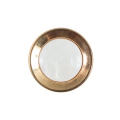 Ivory Pearlized & Gold Rim Plastic Button – 36L/23mm Ivory Pearlized & Gold Rim Plastic Button – 36L/23mm